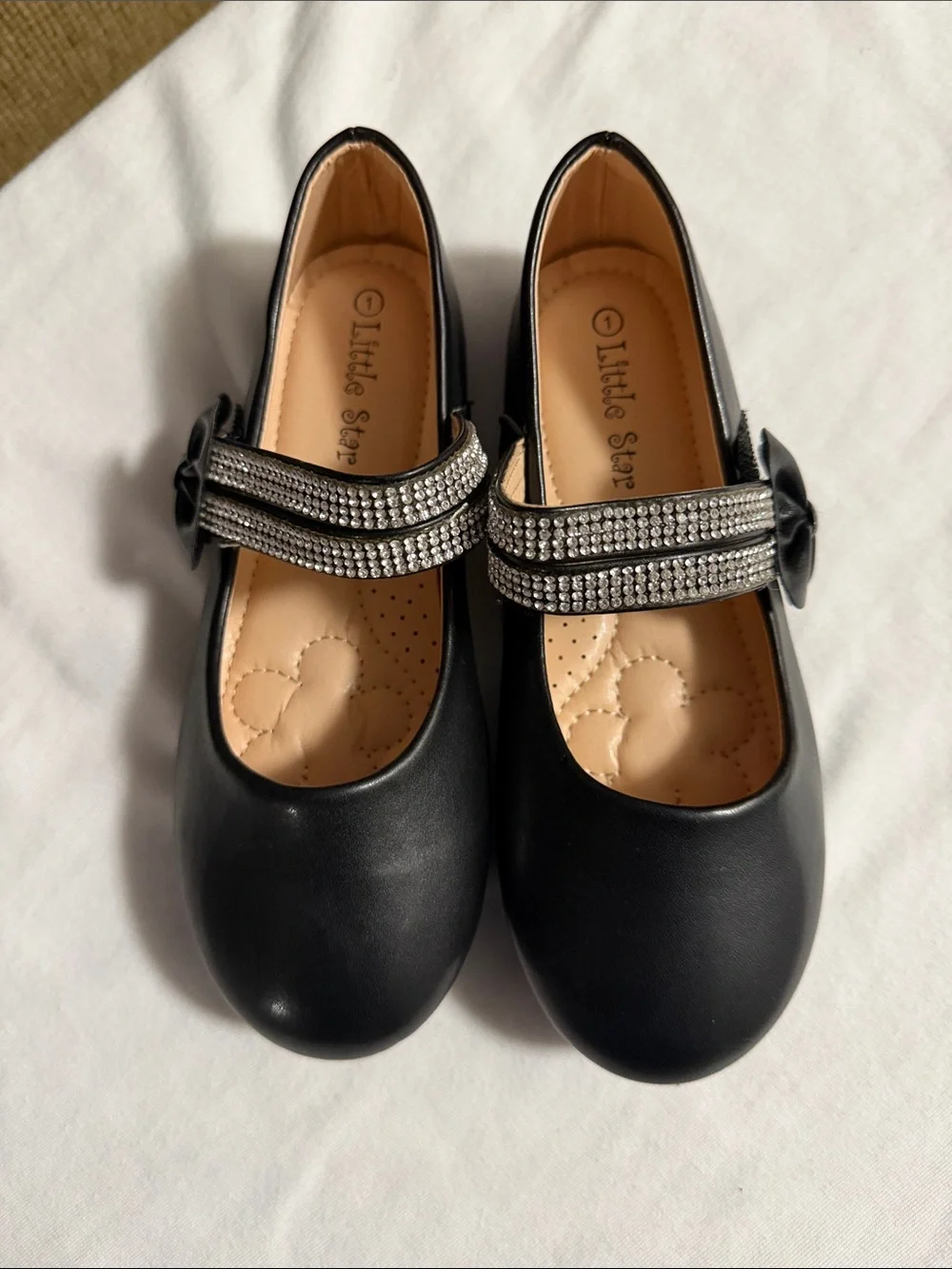 Girls' Black Mary Jane Dress Shoes with Sparkling Strap